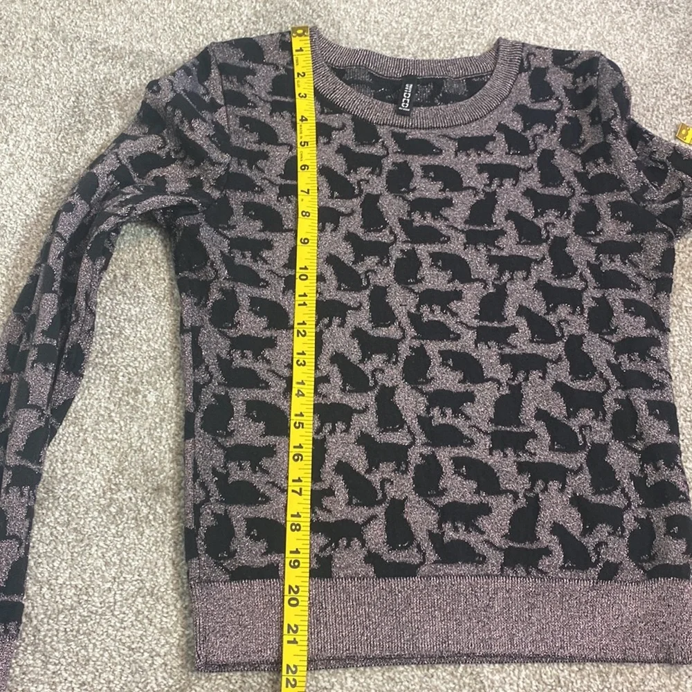Divided by H&M Black Cat Metallic Pink Knit Sweater Size S - Picture 7 of 7